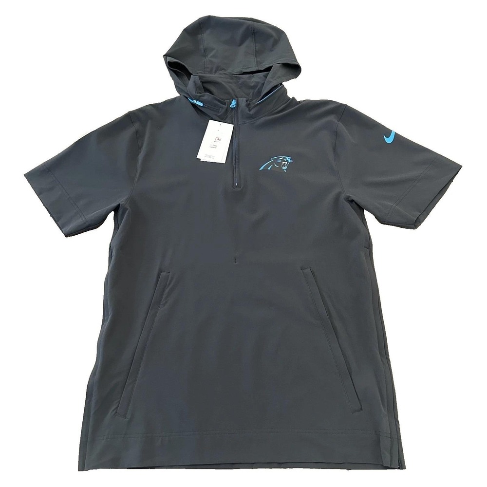 Nike Carolina Panthers Short Sleeve Hooded Jacket Charcoal Blue NFL Men's S NWT